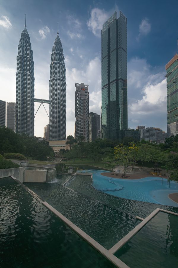 Kuala Lumpur Petronas Towers and the park next to it